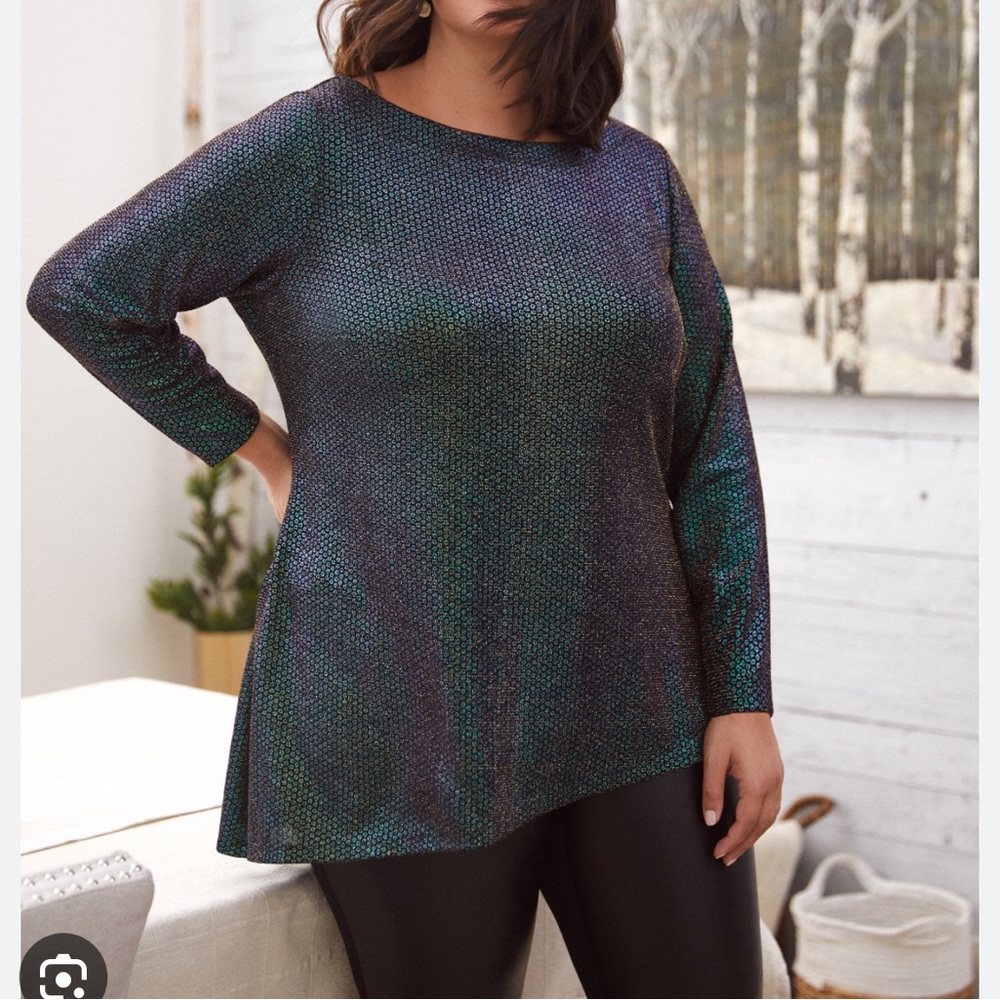 Laura shimmering asymmetric tunic 3X
